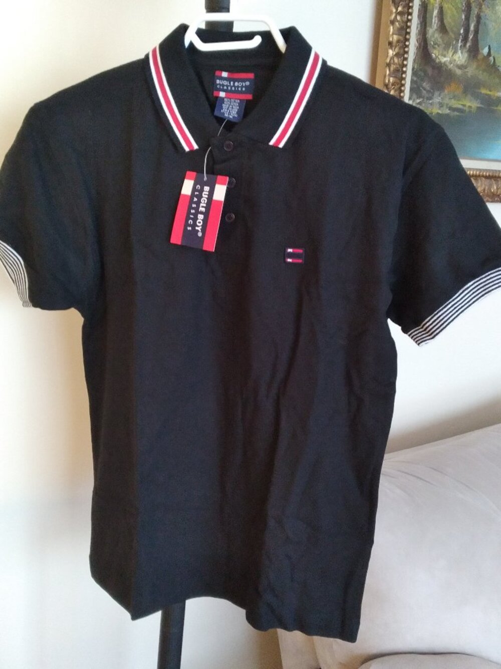 Classic Comfortable Black Top, Bugle Boy Classics, Cotton 100 %, Size - M